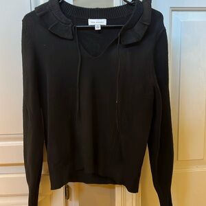 Black ruffled collar sweater